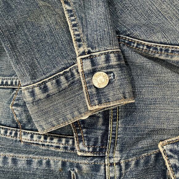 NEW GAP Vintage Y2K Distressed Denim Jean Classic Cropped Jacket Buttons XS NWOT - Picture 9 of 16